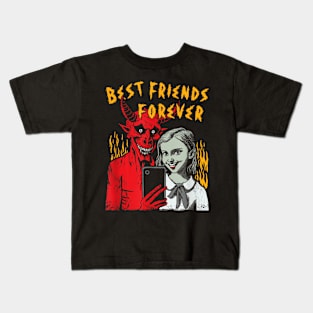 Funny Best Friends Forever Satanic Selfie Girl And Devil Kids T-Shirt